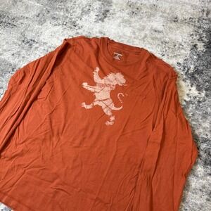 Express Mens Long Sleeve Graphic Tee Burnt Orange Lion Crest Shirt Large